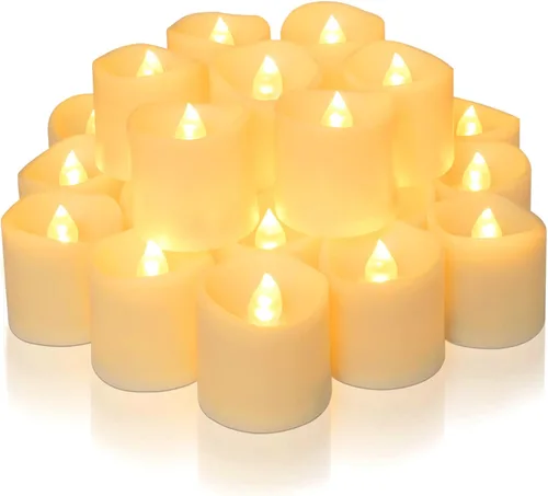 Vista 7 de Homemory - Paquete de 12 velas votivas sin llama con temporizador LED, luz de té de larga duración a pilas con temporizadores, ciclo de 6 horas
