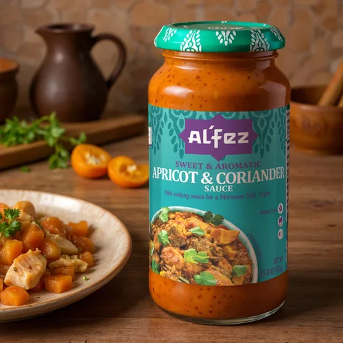 Vista 4 de Al'Fez Salsa de albaricoque y cilantro, tarro de 15.8 onzas (paquete de 3), salsa de cocina suave a base de tomate con sabor aromático y dulce a