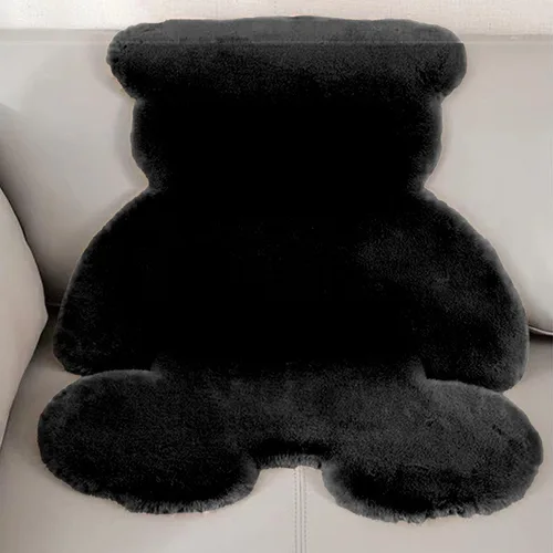 Vista 8 de Alfombra en forma de oso, de 17.7 x 23.6 in, suave y lanuda para dormitorio de los niños, bonita alfombra de piel sintética suave y esponjosa