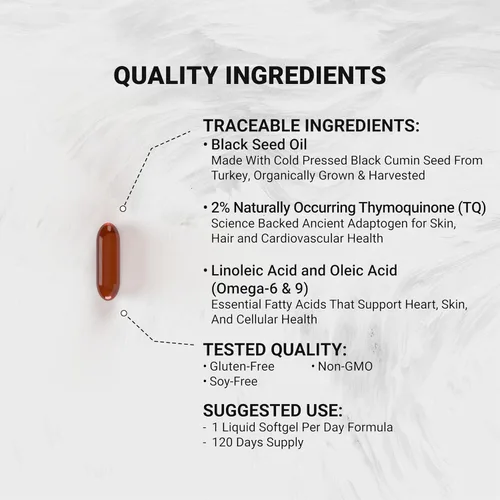 Vista 5 de Naturalis Aceite de semilla negra 1000 mg 120 cápsulas blandas 2% timoquinona natural