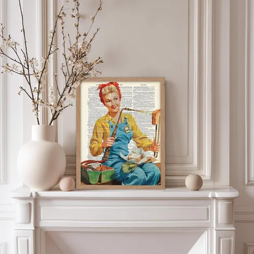 Vista 5 de Poster Master Póster de Arte del Diccionario - Impresión Retro de Mujer Soldadora - Arte de Sándwich de Queso a la Parrilla - Regalo para Ella