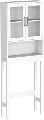 Vista 5 de BestComfort Almacenamiento sobre el gabinete del inodoro, ahorro de espacio en el baño, organizador sobre el inodoro, estante independiente sobre