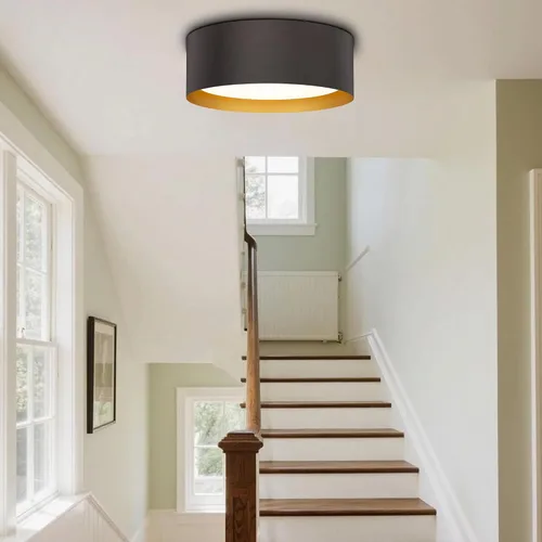 Vista 6 de Casia Luces de techo empotradas para dormitorio, montaje empotrado cerca del techo en acabado de metal de bronce aceitado con vidrio esmerilado