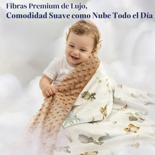 Vista 3 de PHF P Minky - Manta de bebé dinosaurio 30 x 40 pulgadas EE. UU Marrón (Brown Dinosaur)