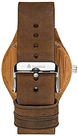Vista 6 de Treehut - Reloj de pulsera para hombre de cuarzo de madera con correa de cuero de calidad superior
