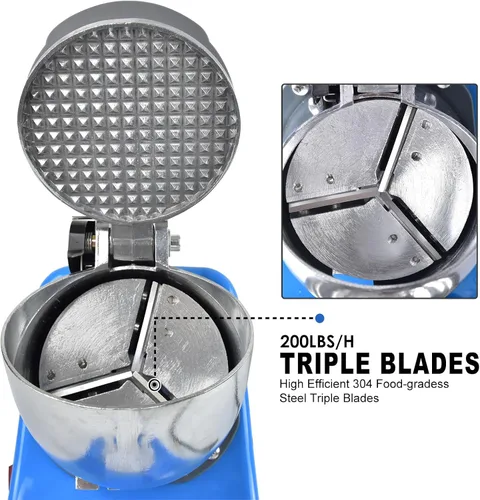 Vista 4 de Máquina eléctrica de hielo afeitado, con picahielo y cuchara, 3 cuchillas de máquina eléctrica de cono de nieve (300 W, 2200 r/min), máquina