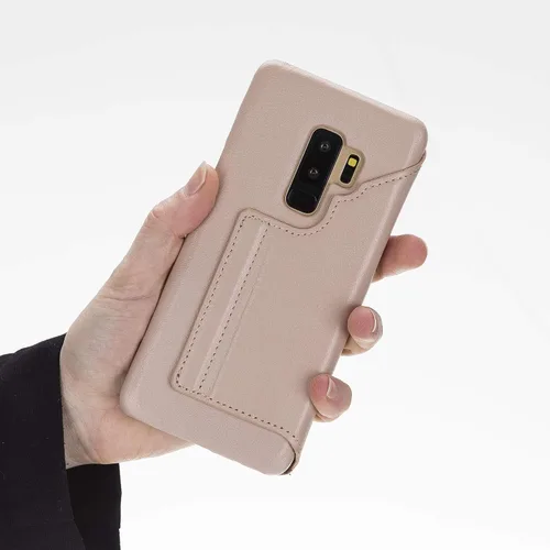 Vista 4 de Venito Venice - Funda delgada compatible con Galaxy S9 con soporte, cartera, cierre automático y función de bloqueo RFID (rosa nude)