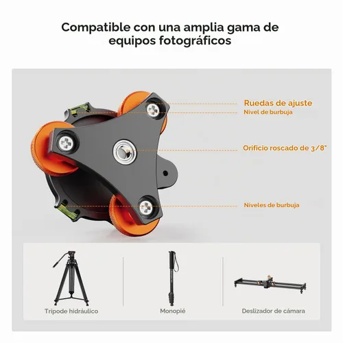 Vista 6 de K&F CONCEPT Base niveladora de trípode Soporte nivelador de aluminio