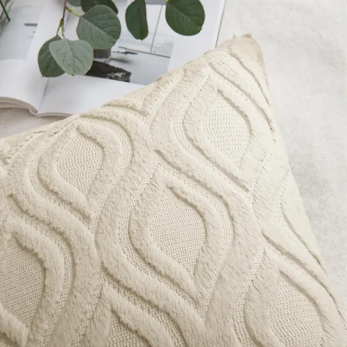 Vista 5 de MIULEE - Juego de 2 fundas de almohada de lana sintética suave y afelpada, fundas decorativas de estilo bohemio para sofá, sala de estar, cama, 16 x
