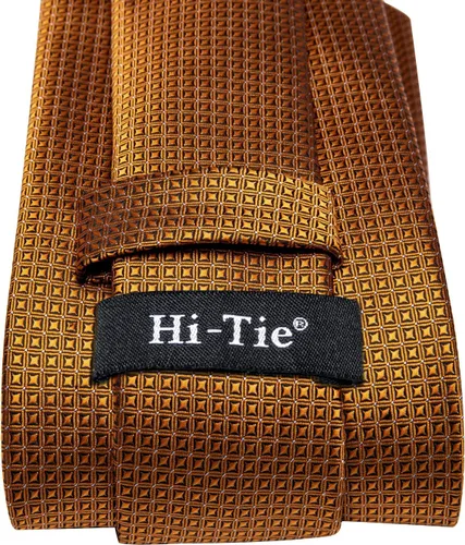 Vista 250 de Hi-Tie Corbata clásica de cachemira para hombre con pañuelo y gemelos a cuadros