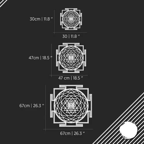 Vista 6 de Colorfull Worlds Sri Yantra - Decoración de pared de metal con geometría sagrada, decoración moderna única para sala de estar, arte de pared