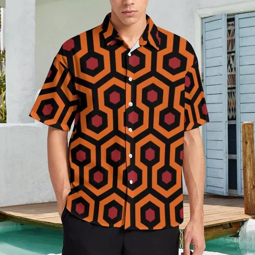 Vista 2 de The Shining Overlook Hotel - Camisa hawaiana de manga corta con botones para hombre
