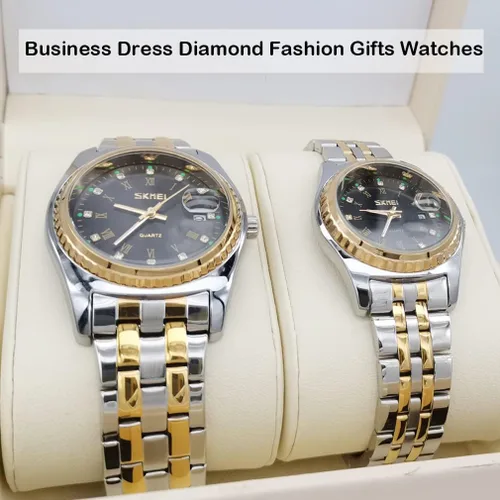 Vista 5 de SKMEI Watches for Couples Men and Women His and Hers Pair Watch Set Husband Wife Valentines Matching Wedding Gifts Classic Stainless Luxry Business