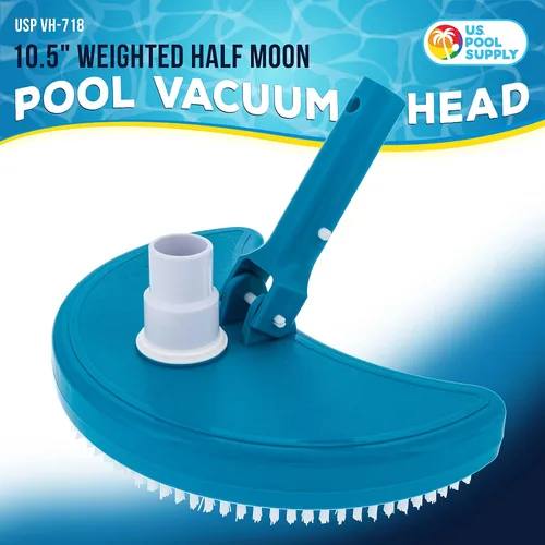 Vista 2 de U.S. Pool Supply Half Moon - Cabezal de vacío manual para piscinas enterradas sobre el suelo, con peso, conexión de manguera giratoria de 1.5
