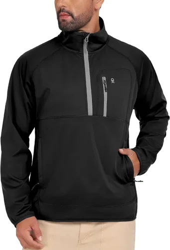 Vista 2 de Little Donkey Andy Chaqueta de golf con cremallera corta para hombre Negro