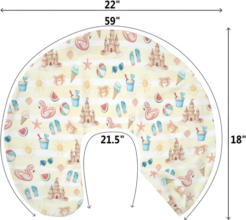 Vista 9 de Fundas de almohada de lactancia para niños y niñas, para verano, playa, helado, arena, flamenco, sol, guardería, almohadas para lactancia materna