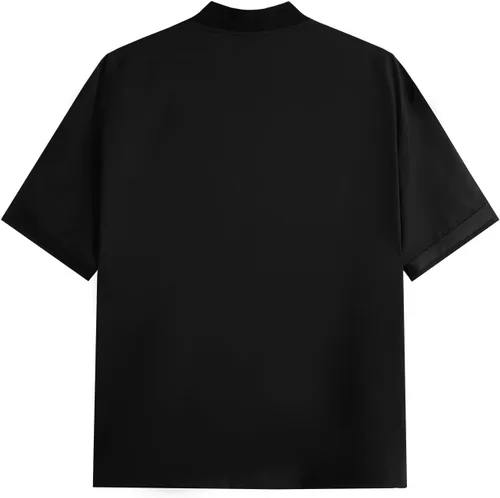 Vista 2 de SOLY HUX Camisa de manga corta con botones y estampado de letras para hombre