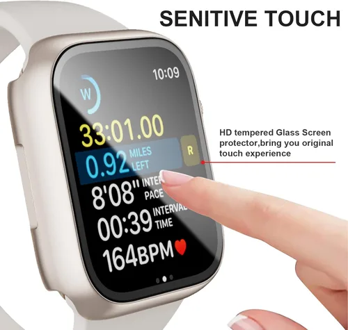 Vista 8 de Paquete de 6 fundas para Apple Watch Series 9, Series 8, Series 7 de 1.61 pulgadas, funda con protector de pantalla de vidrio templado incorporado