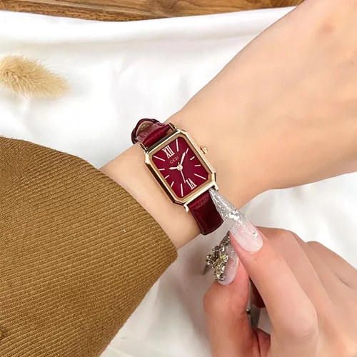 Vista 2 de TOOCAT Reloj de Pulsera para Mujer Mini Ultradelgado Elegante Cuadrado de Cuarzo con Correa de Cuero 30M Relojes Analógicos Impermeables