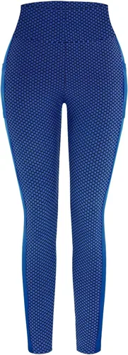 Vista 3 de Leggings Tik Tok con textura de panal para mujer de cintura alta mallas con textura de talla grande mallas fruncidas sin costuras