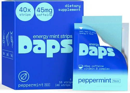 Vista 11 de Daps Mint Energy Strips - 45 mg de cafeína natural + vitaminas B, suplemento energético de acción rápida, funciona más rápido que el café, sobre