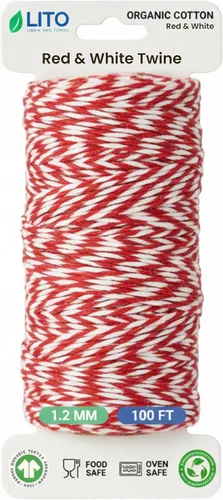 Vista 22 de Cuerda de algodón orgánico verde y blanco – 200 pies para envolver, hornear, carnicero, manualidades, proyectos de bricolaje, Pascua, Navidad