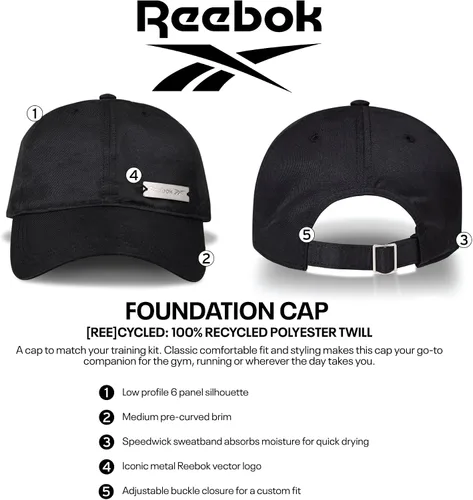Vista 6 de Reebok Gorra de metal activa para mujer con correa ajustable (talla única)