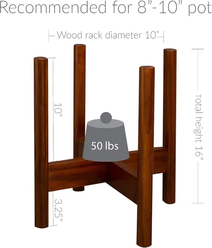 Vista 4 de Casual Home Mid-Century - Soporte de exhibición de madera moderno, para plantas de hasta 10 pulgadas, planta y maceta no incluidas, caoba antigua