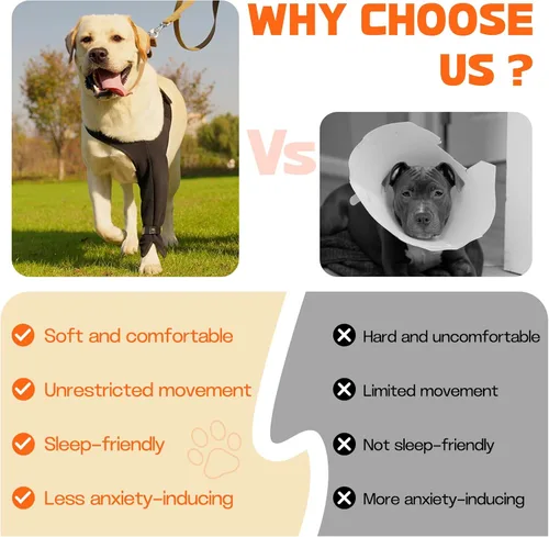 Vista 2 de Funda de recuperación para perro para pierna delantera, manga de pierna de perro individual para dejar de lamer, protección transpirable para dolor