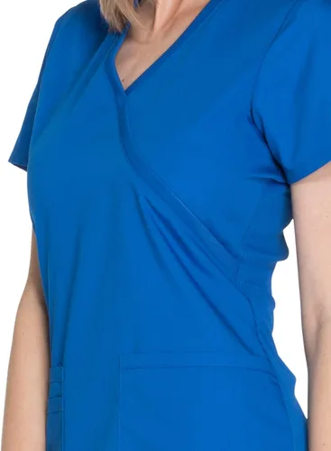 Vista 3 de Mujer Mock Wrap Top Workwear Originals con paneles traseros de punto acanalado WW650