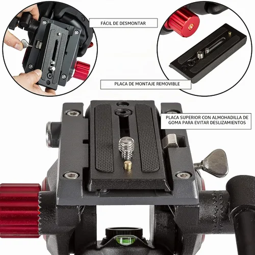 Vista 6 de Ultimaxx Trípode de 72 pulgadas, 72 pulgadas, trípode profesional de doble tubo de aluminio resistente, cabezal de fluido de 360 grados, esparcidor