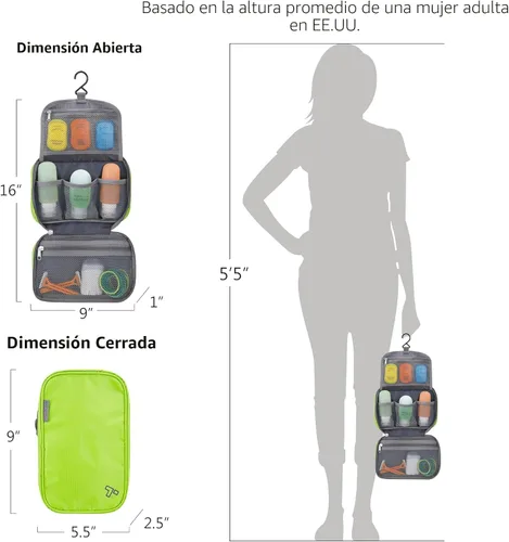 Vista 2 de Travelon Kit de aseo compacto para colgar, Negro, Tamaño único