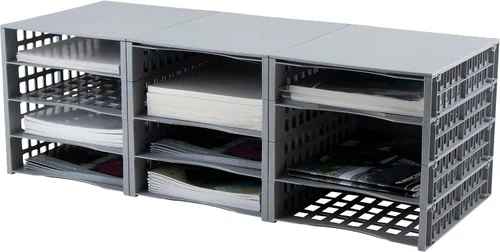 Vista 2 de Advantus Sistema de bandejas configurable a presión, gris, paquete de 12 (39412)