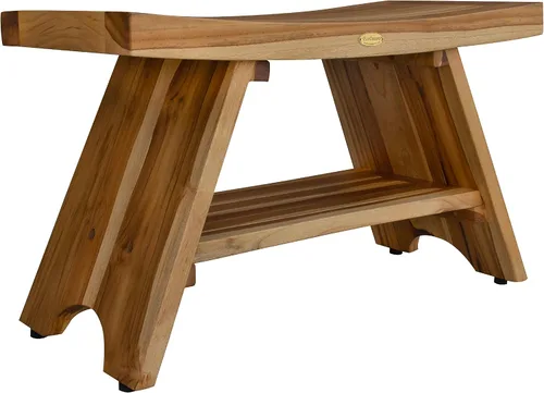 Vista 20 de EcoDecors Banco de ducha de teca con estante de 18", capacidad de 300 lb – Asiento de spa de madera impermeable completamente ensamblado