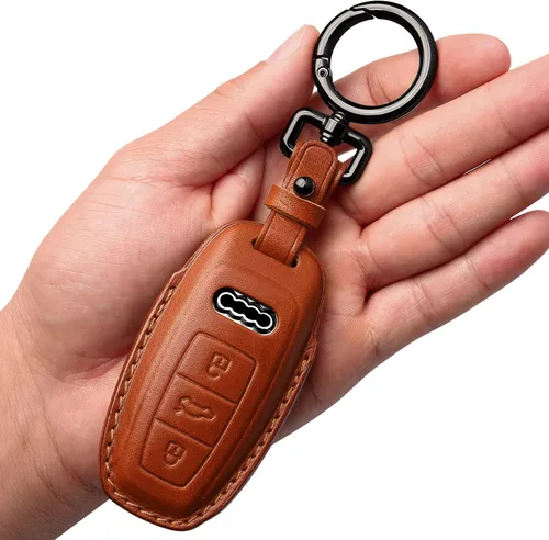 Vista 9 de Tukellen Funda de Cuero para Llavero de Audi con Cadena de Llaves, Protector de Funda de Cuero Compatible con Llavero Inteligente sin Llave 2019