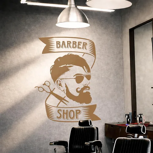 Vista 4 de Vinilo Peluquería Barbería Tijeras Pegatinas Mural Decoración Grande (g5170) Negro