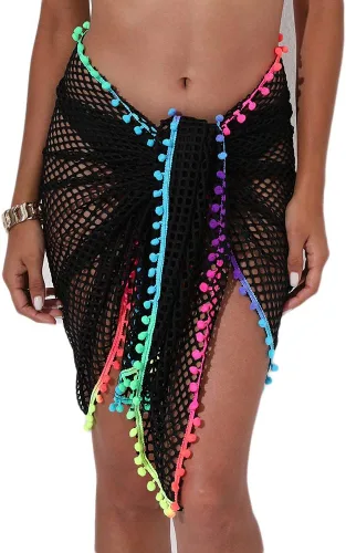 Vista 12 de Vestido cruzado de gasa transparente para mujer, para cubrir el bikini
