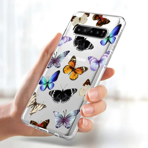 Vista 5 de Funda para Galaxy S10 Plus, para Samsung S10+ Funda de silicona TPU absorbente de golpes con mariposa transparente para Samsung Galaxy S10 Plus