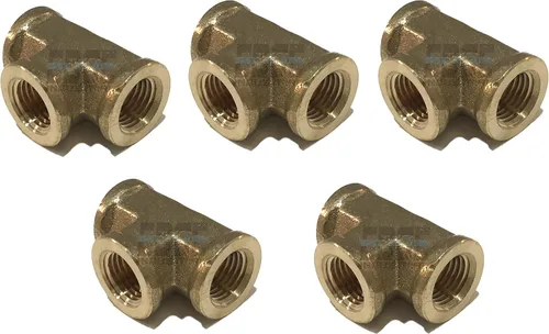 Vista 4 de Forged Brass TEE 1/4" Female NPT FNPT Combustible / Aire / Agua / Aceite / Gas WOG, 10