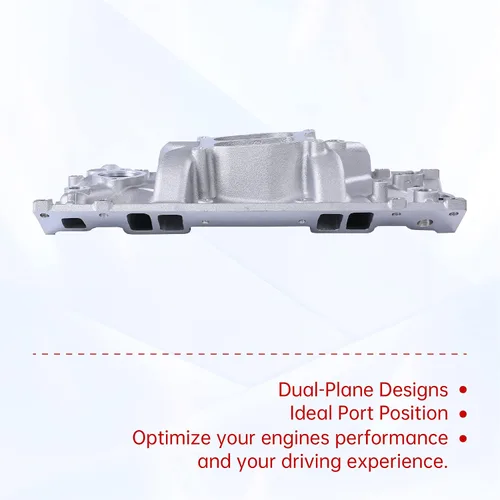 Vista 5 de Colector de admisión de aluminio satinado de doble plano compatible con SBC Small Block Chevy 1996-2002 Vortec 350