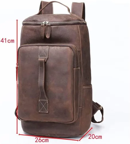 Vista 2 de Mochilas retro para laptop, mochilas clásicas de cuero vintage de 15.6 pulgadas, mochilas de cuero para laptop de gran capacidad, mochila de viaje