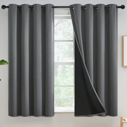 Vista 125 de Yakamok Cortinas negras, cortinas de ventana con aislamiento térmico y eficiencia energética para dormitorio, cortinas opacas completas y cortinas