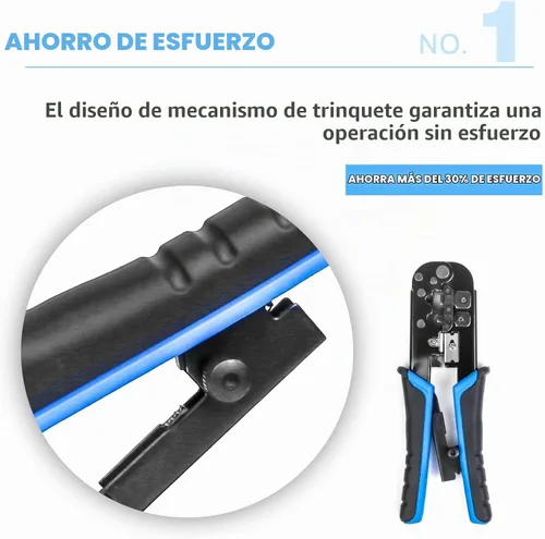 Vista 3 de Crimpadora de red, cortador pelacables - RJ11 RJ12 RJ45 6P6C/4C, 8P8C Conector Crimper Alicates, para cables de red y teléfono, herramientas