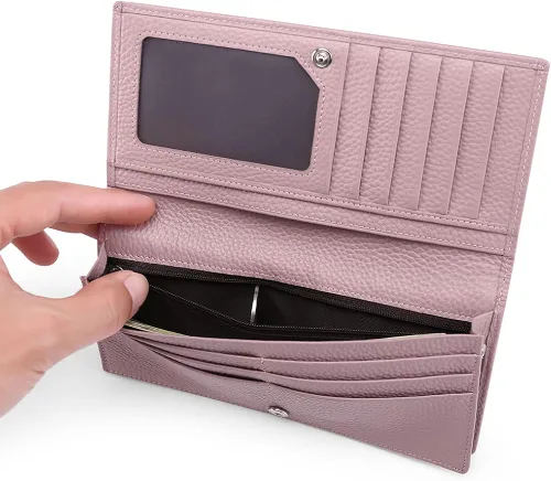 Vista 3 de GOIACII Carteras para mujer bloqueo RFID ultradelgadas cuero real tarjetero de crédito
