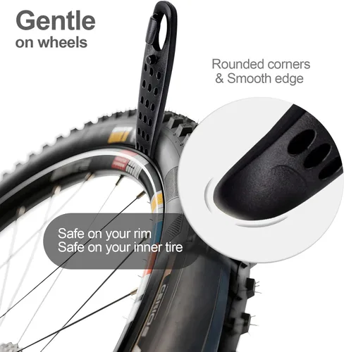 Vista 2 de Prutomr Palancas de neumáticos de bicicleta ultra fuertes, 2 juegos de reparación de neumáticos de bicicleta, juego de cucharas de plástico