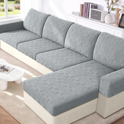 Vista 18 de VANSOFY Fundas de cojín para sofá seccional, Fundas de cojín de sofá de jacquard elásticas, Fundas protectoras lavables para muebles de sofá