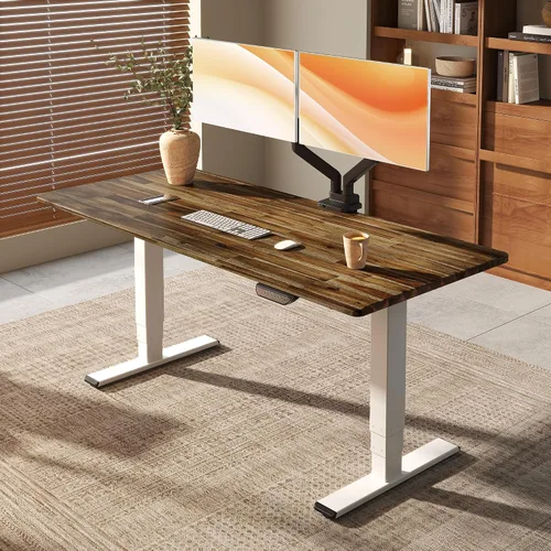 Vista 20 de FLEXISPOT E6 MAX Woodix - Escritorio de pie de madera maciza de acacia de 48 x 24 pulgadas, doble motor, resistente, capacidad de 330 libras