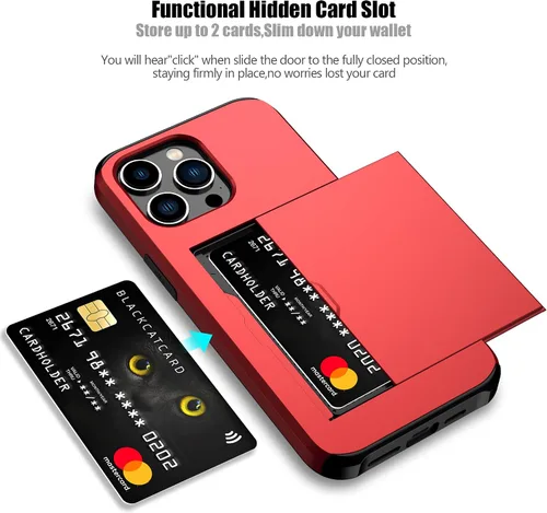 Vista 58 de Nvollnoe - Funda para iPhone 14 con tarjetero [tienda de 5 tarjetas] Negro - Almacenamiento más grande