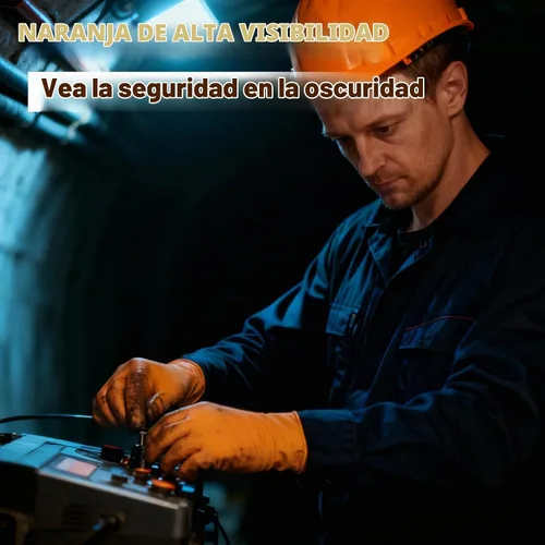 Vista 4 de Guantes industriales de nitrilo naranja resistente, 8 mil, guantes desechables sin látex con agarre de textura de diamante elevado, sin polvo