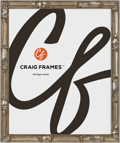 Vista 9 de Craig Frames Marco de fotos de bambú sintético, 4 x 5, dorado vintage Listo para colgar con una parte frontal de cristal protectora, fabricado